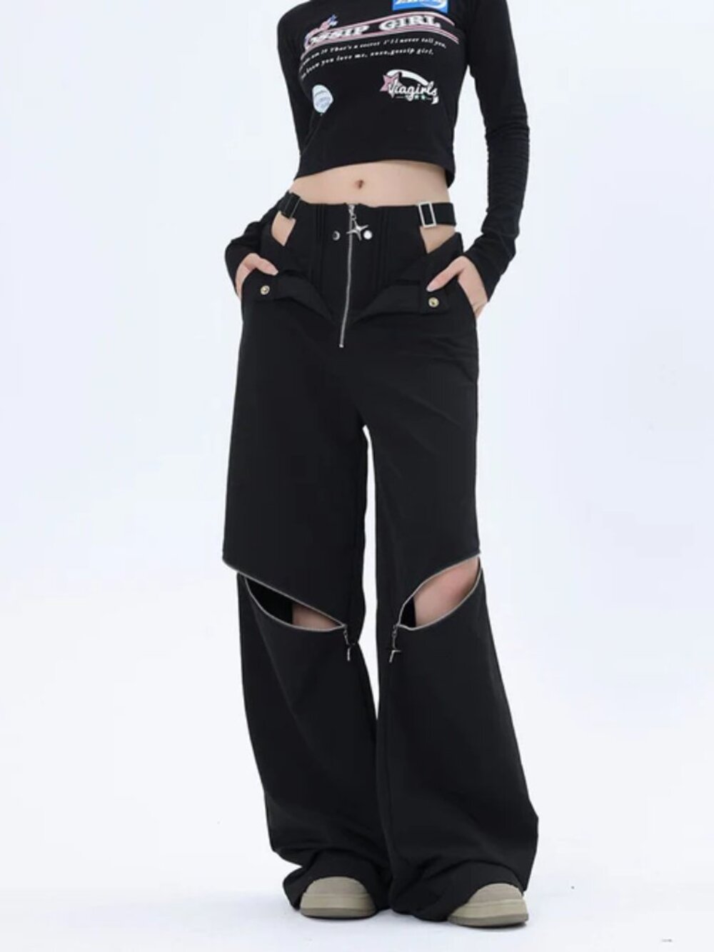 NEVSTUDIO Nev Star Streetwear Dual-Wearable Zippered Cargo Pants Size 28